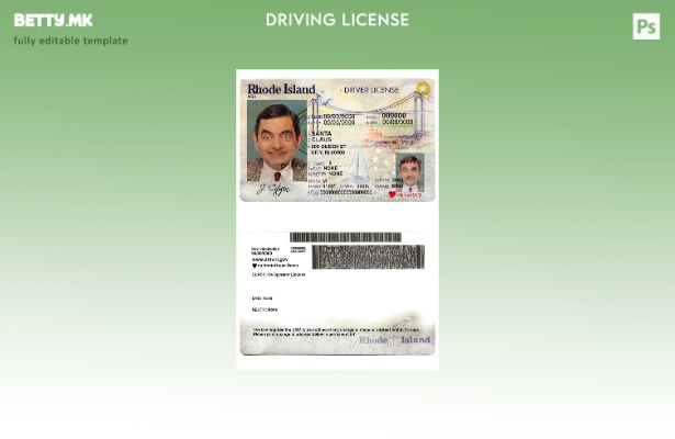 Модерен стил, шаблон за државна возачка дозвола на САД Род Ајленд